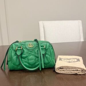 Gucci Ophidia Convertible Leather Crossbody Bag in Green